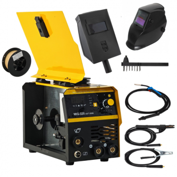 Pachet promo Invertor Aparat de sudura MIG MMA DDT PROFESIONAL cu Electrozi si Sarma, 220 V, 320A + Masca de sudura cu cristale Pachet promo Invertor Aparat de sudura MIG MMA DDT PROFESIONAL cu Electrozi si Sarma, 220 V, 320A + Masca de sudura cu cristale